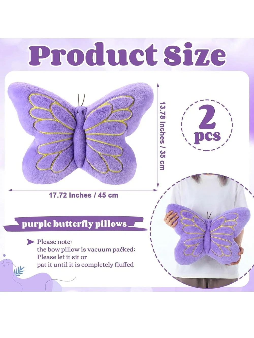 Plush Butterfly Throw Pillow - Lavender